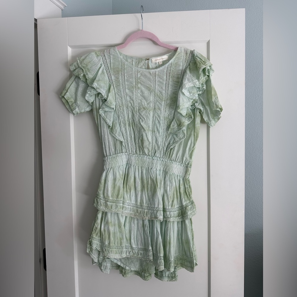 LoveShackFancy Mint Green Ruffle Mini Dress - Picture 2 of 4